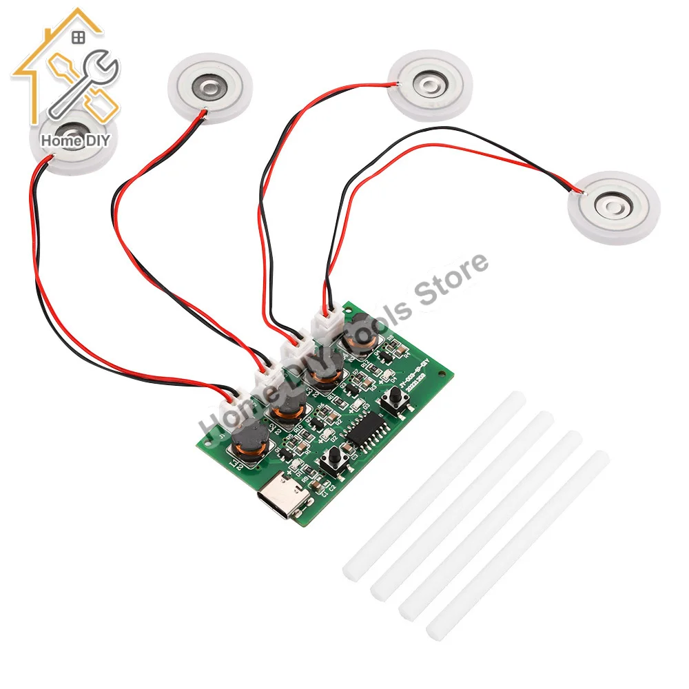 

Type-C USB Mini Humidifier DIY Kits Mist Maker and Driver Circuit Board 4 Fogger Atomization Film Atomizer Sheet Oscillating