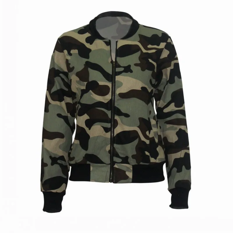 

Army Color Camouflage Jacket Top For Wome Autumn And Winter New Fashion Long-Sleeved Classic Urban Casual Jacket Tooling Sports