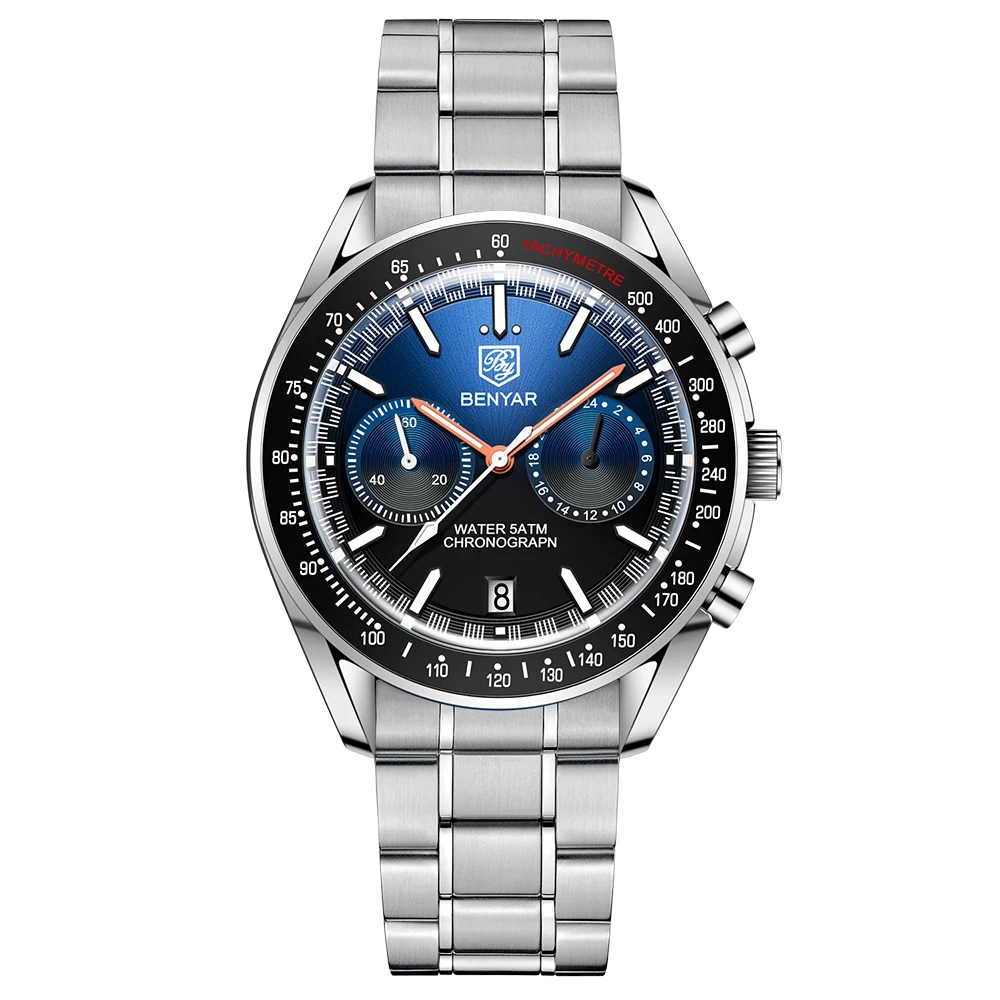 

BENYAR 2023 New Moon Luxury Quartz Chronograph Men Watches Sports Waterproof Automatic Watch For Men Luminous Clock Reloj Hombre