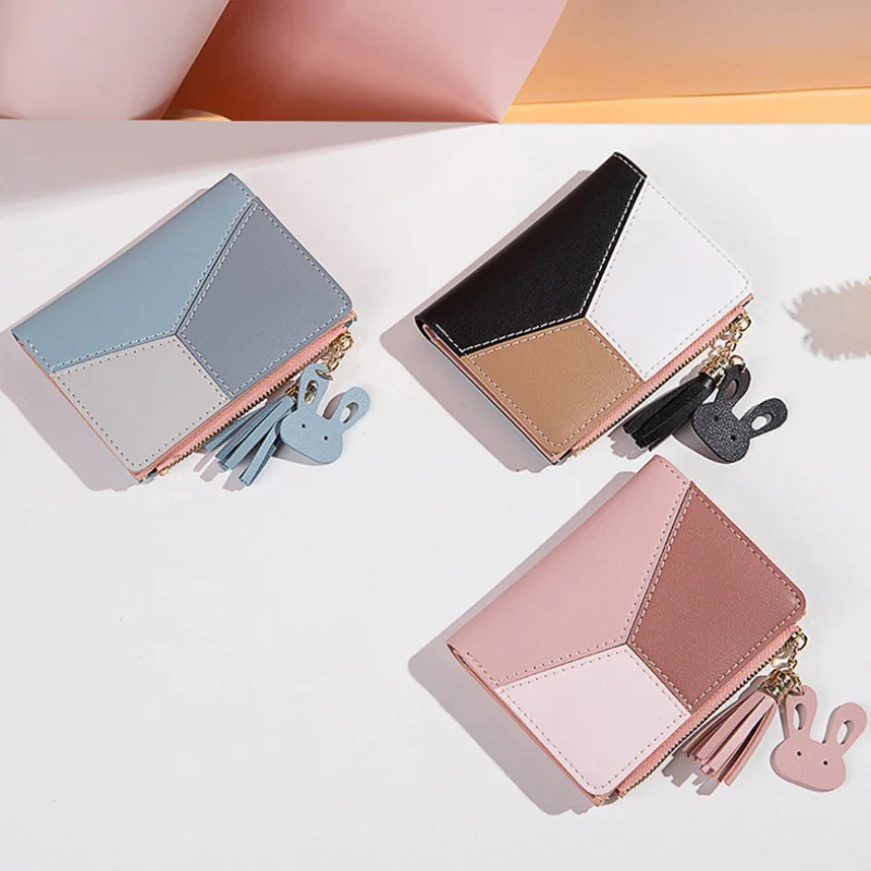 

Hot Sale Women Fashion Short Wallet Coin Purse for Women Card Holder Small Ladies Wallet Female Cute Tassel Zipper Clutch Bag