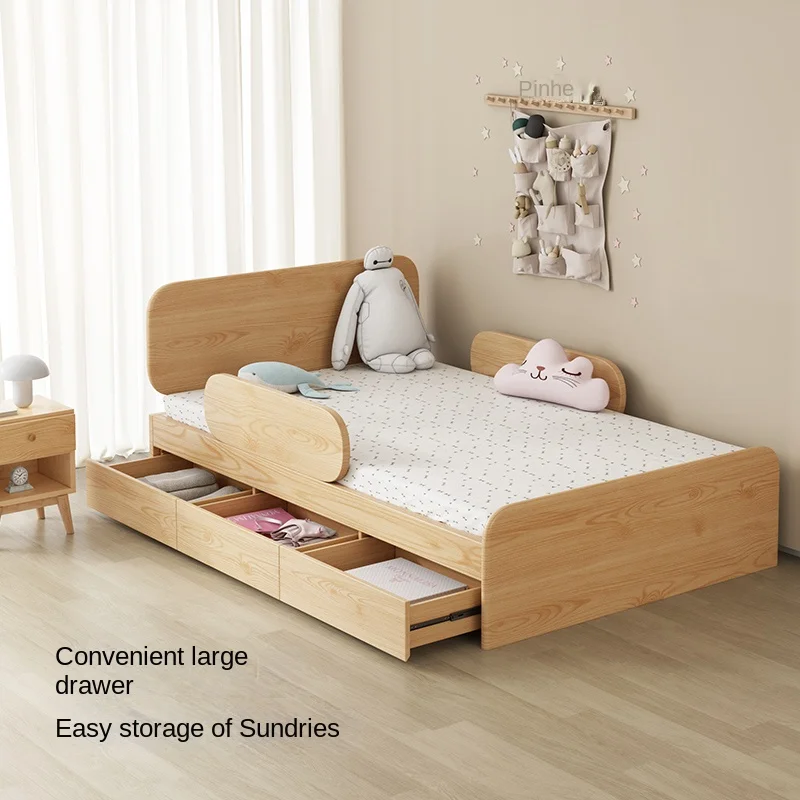 Детская кровать zq с ограждением односпальная 1 2 м домашняя для мальчиков и