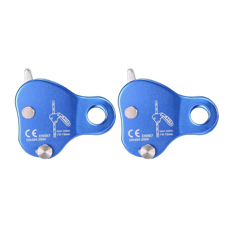 

2X Rope Ascender,Rock Climbing Tree Arborist Rope Grab Self-Locking Rope Grip For Climbing And Rescue 8-13MM,Blue