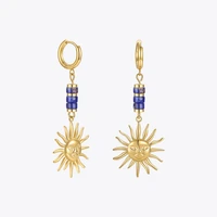 enfashion stainless steel sun earrings for women gold color blue stone drop earring party 2021 fashion jewelry kolczyki e211267