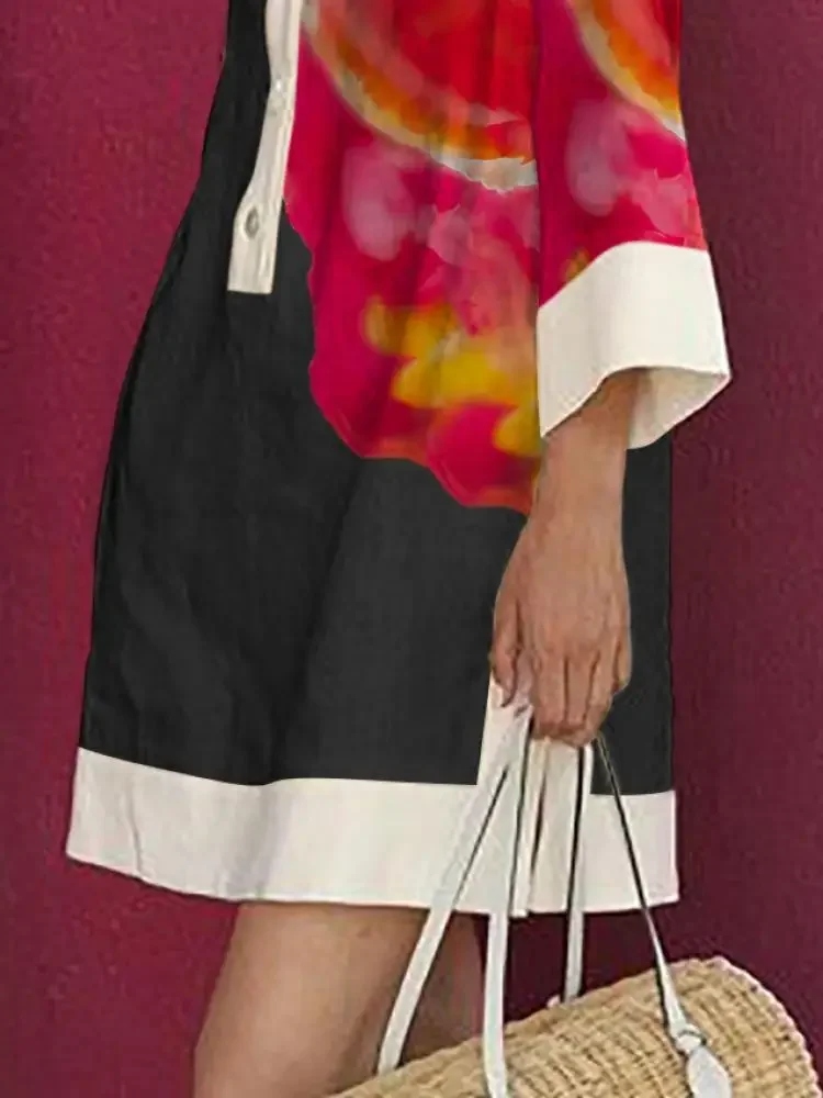 Платье-рубашка с цветочным принтом Freeacy для городских женщин воротник лацканами