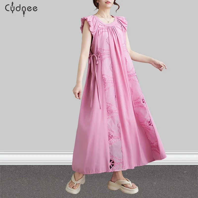 Летнее белое свободное лоскутное платье с художественной вышивкой для женщин