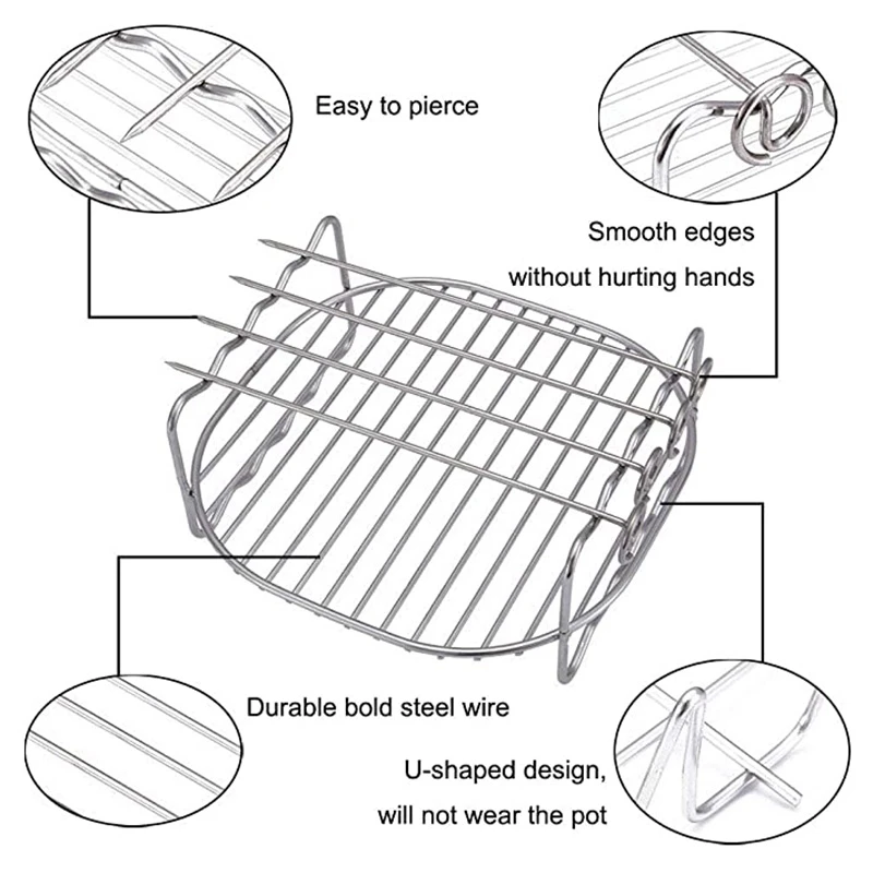 Стойка для фритюрницы 8-дюймовая квадратная двухслойная с 4 шпагами