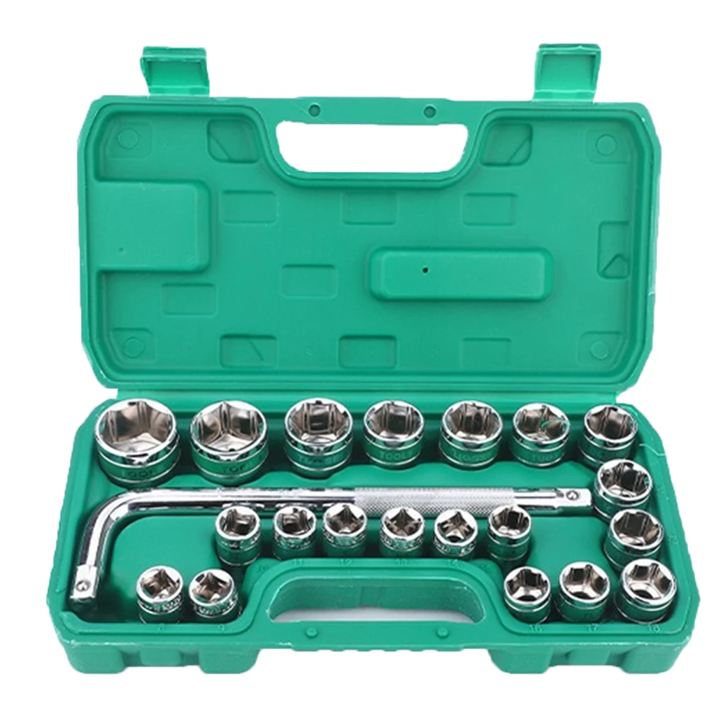Auto repair socket wrench set 8 9 10 11 12 13 14 15 16 17 18 19 20 21 22 23 24 27 30 32 Sleeve 10 inch 40 chrome bent rod DIY