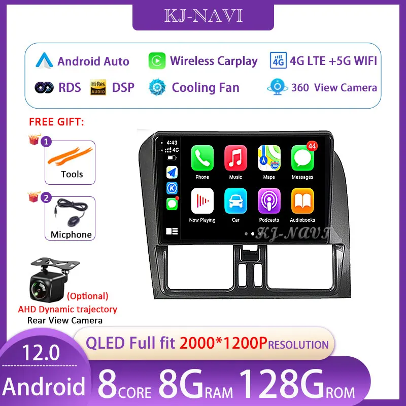 

Автомагнитола на Android 12 для Volvo XC60 2009-2017, мультимедийный видеоплеер с GPS-навигацией, автомагнитола 2 Din, DVD, стерео