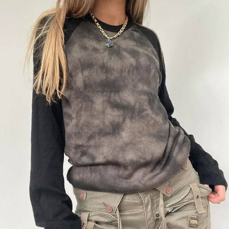 

Женский винтажный шикарный пуловер с круглым вырезом и длинным рукавом