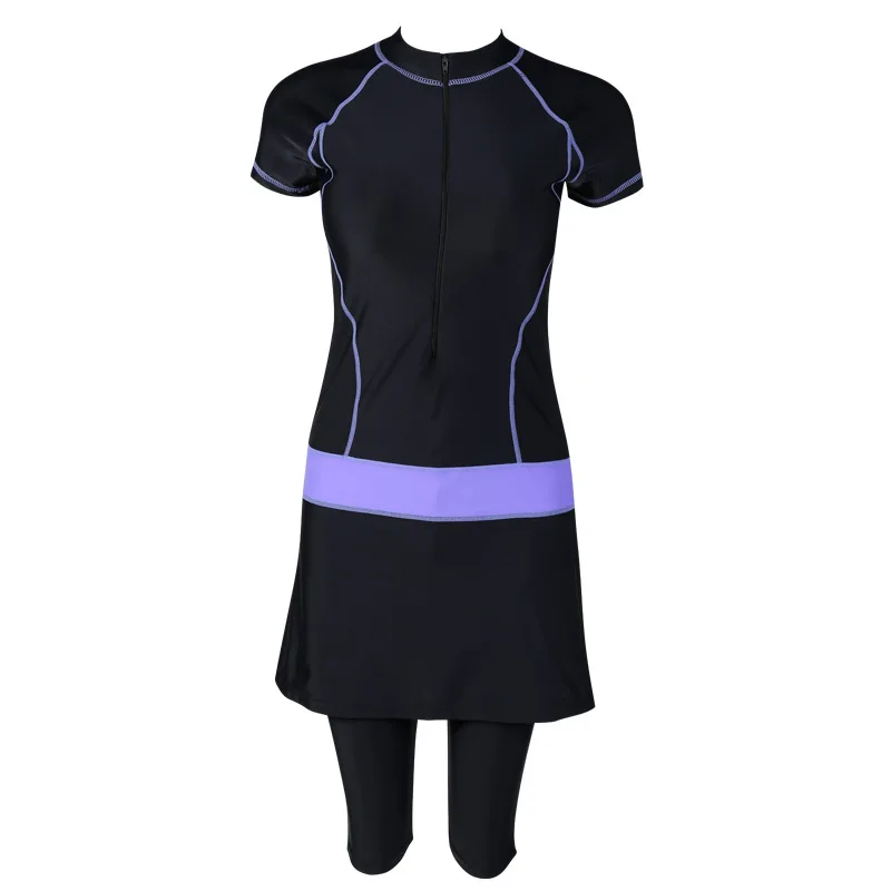 Muslim Swimwear Two Piece Short Sleeve Plus Size Conservative Swimsuit With Skirt  Women Swimming Suit Islamic Swim Wear New