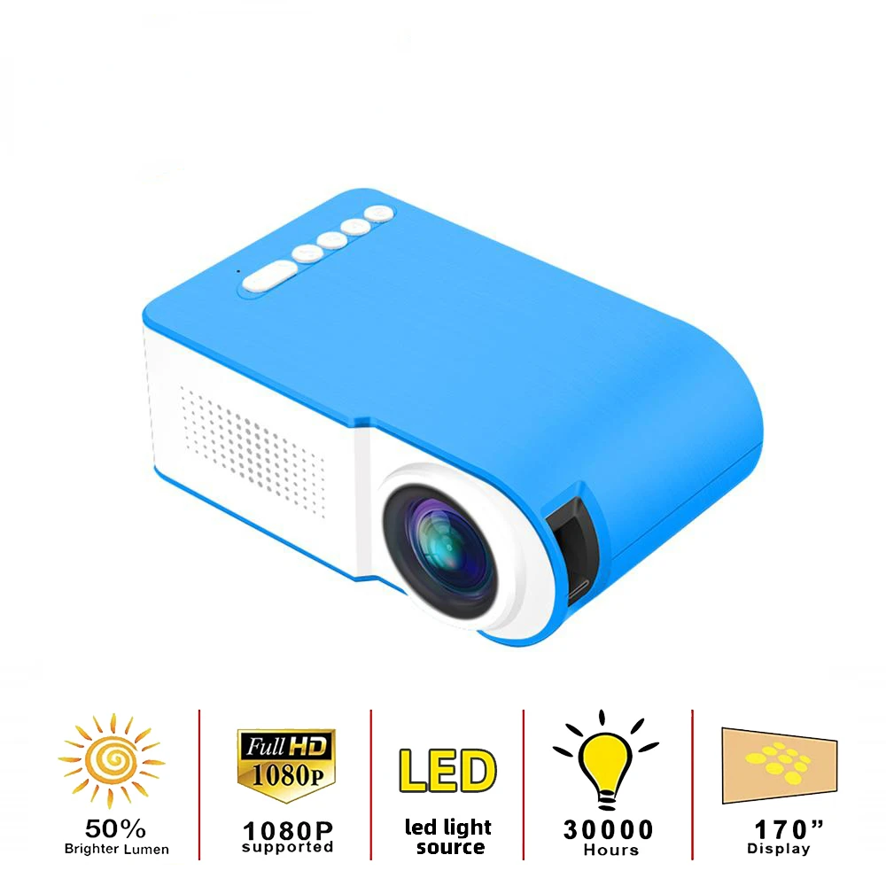 

Blue YG210 Mini LED Projetor 600 Lumen 3.5mm Audio 320x240 Pixels HDMI-compatible USB Portatil Home Media Player