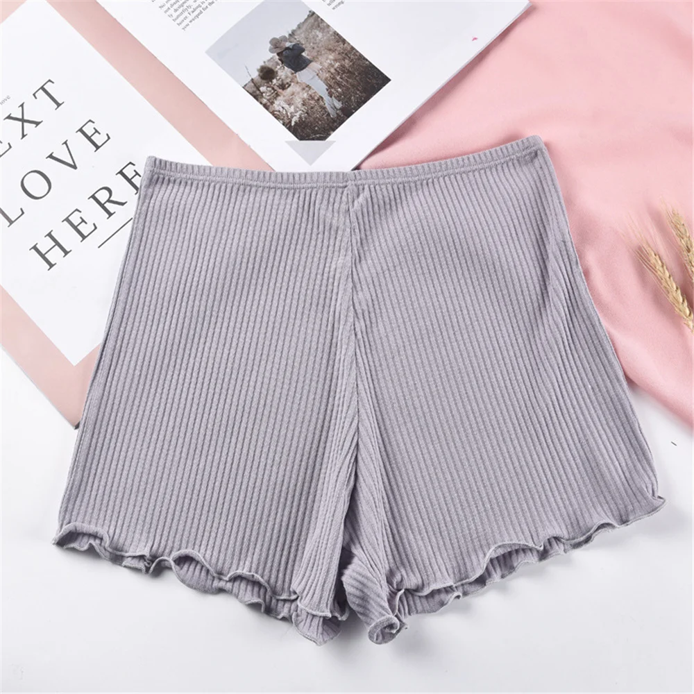 Women Safety Short Pants Lingerie Panties Security Ribbed Striped Seamless Elastic Underwear Anti Chafing Thigh Band Underpants