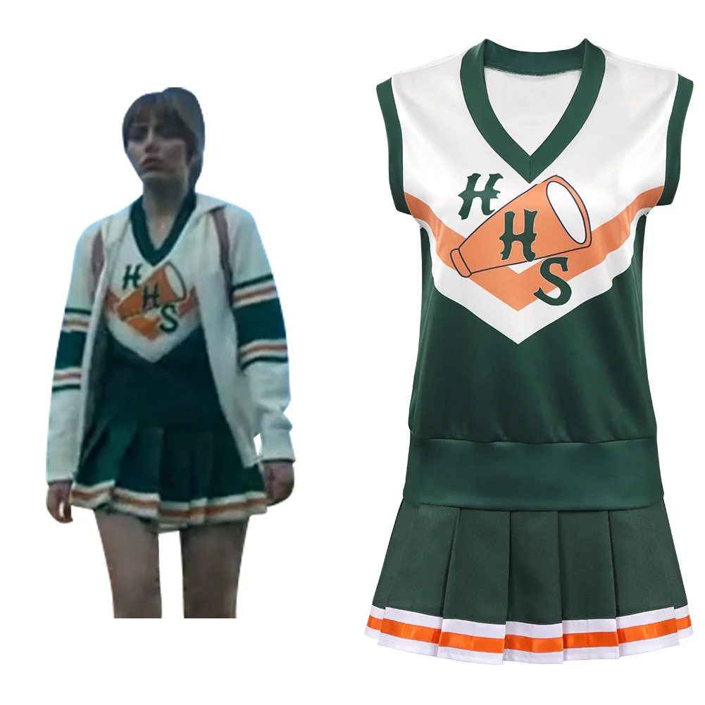 

Stranger Things Season 4 Hawkins High School Cheerleading Cosplay Costume Kids Adult Top Skirt Outfits Halloween Carnival Suit