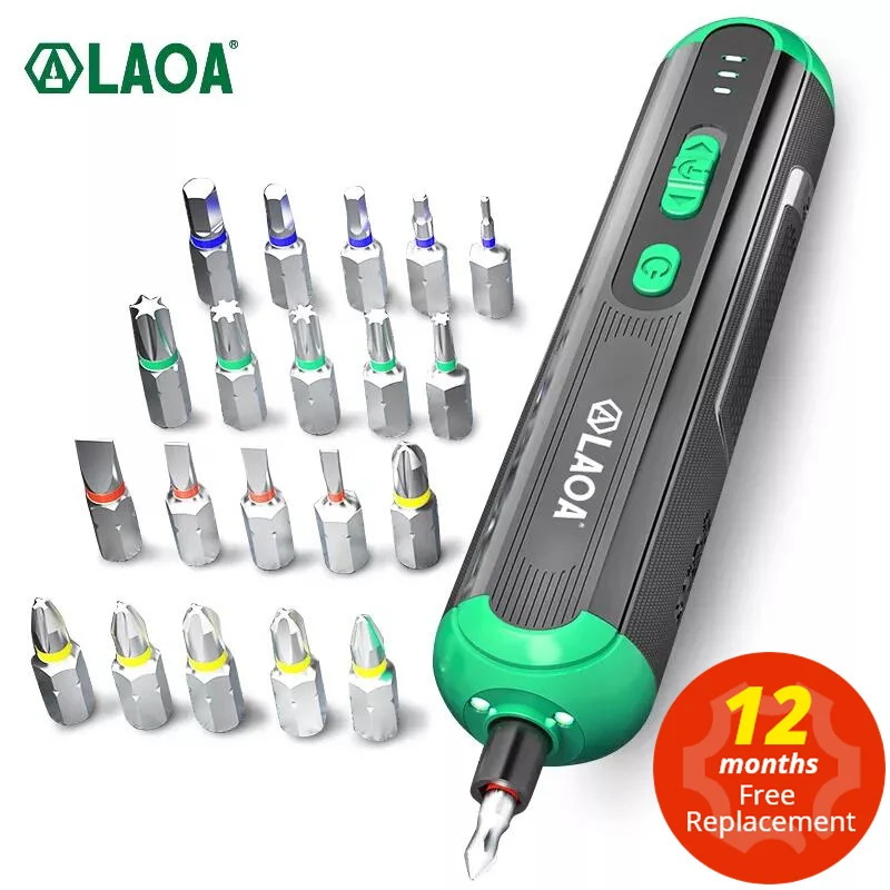 LAOA Electrical Screwdriver Set 4V Lithium-ion Battery Multi-Function USB Rechargeable Cordless Power Drill with Bits Kit