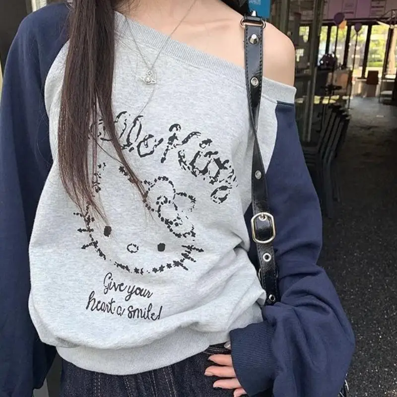 Популярный свитшот с принтом Kawaii Sanrio HelloKitty для девочек милые свободные