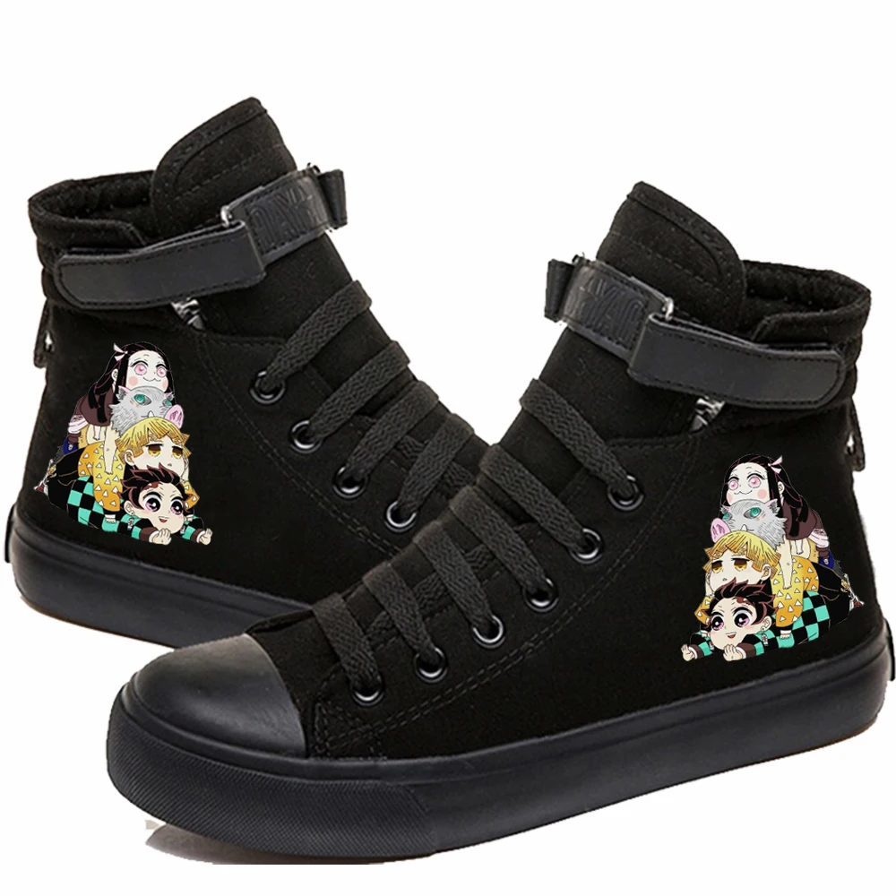 

Demon Slayer Cartoon Hip Hop Striped Anime Shoe Canvas Shoes Sneakers Boots Man Woman