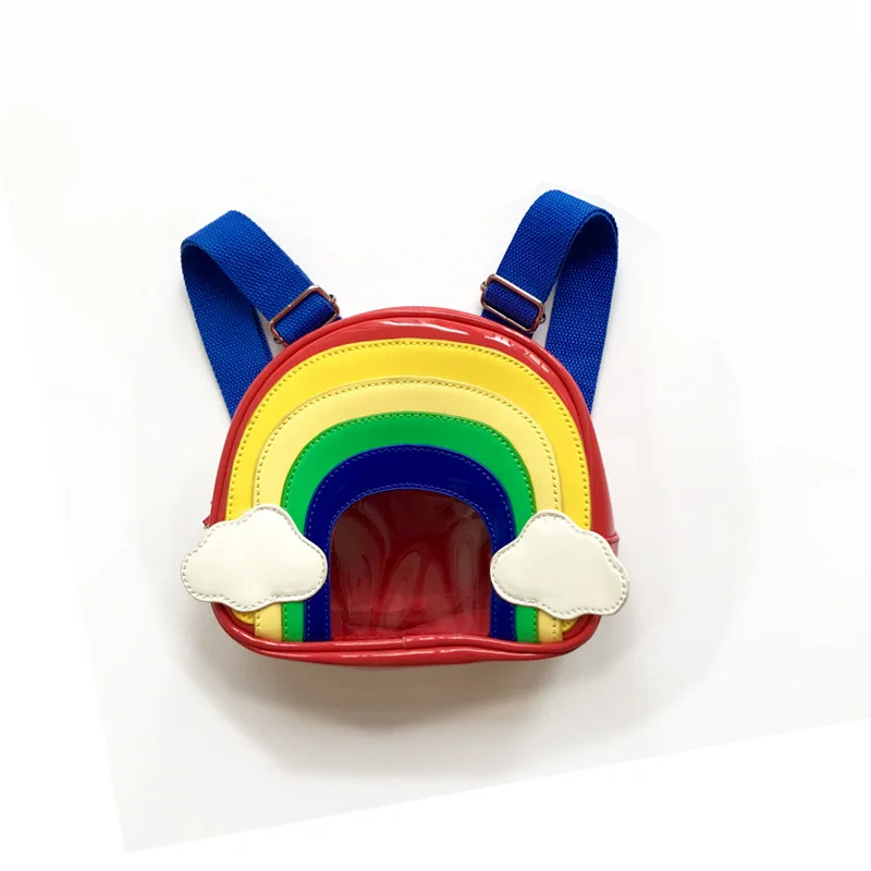 

Kids Mini Backpack Purse Cute PVC Transparent School Bags for Baby Girls Rainbow School Backpack Toddler Clear Bag