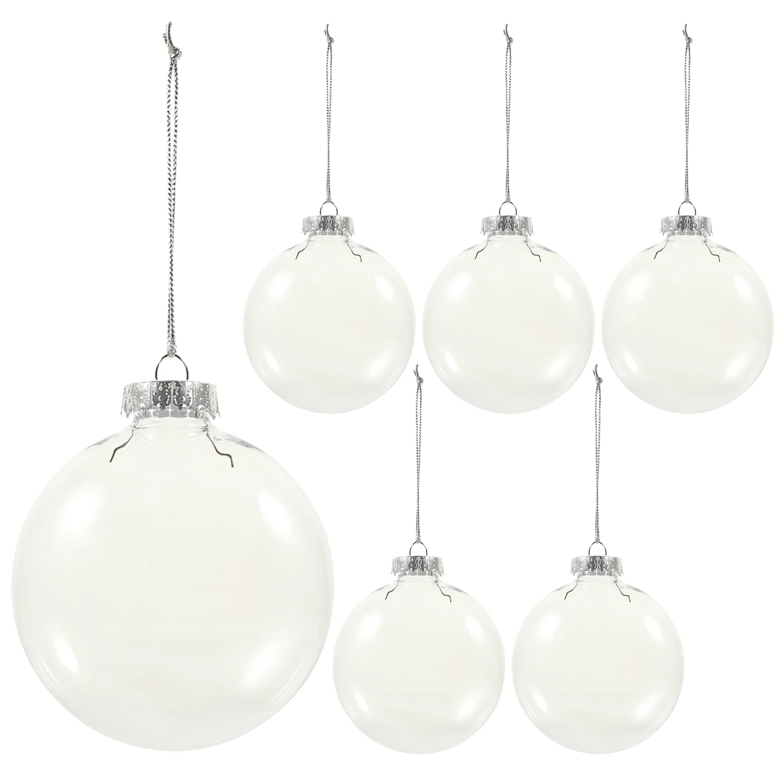 

6 Pcs Christmas Flat Balls Decor Fillable DIY Clear Ornaments Hanging Pet Plastic Wedding Transparent acrylic spheres