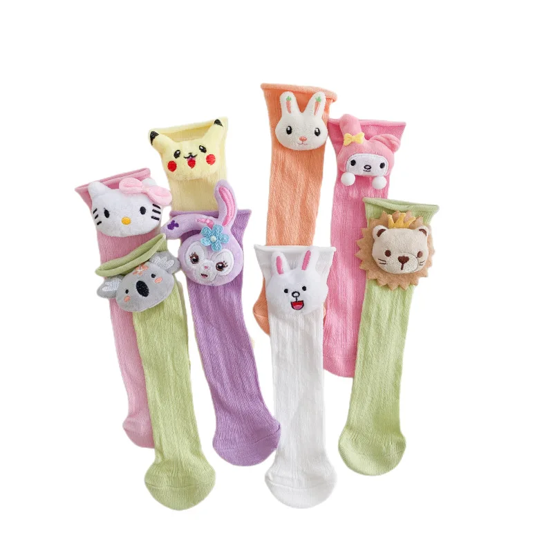 Кружевные носки до середины икры для девочек летние милые мультяшные