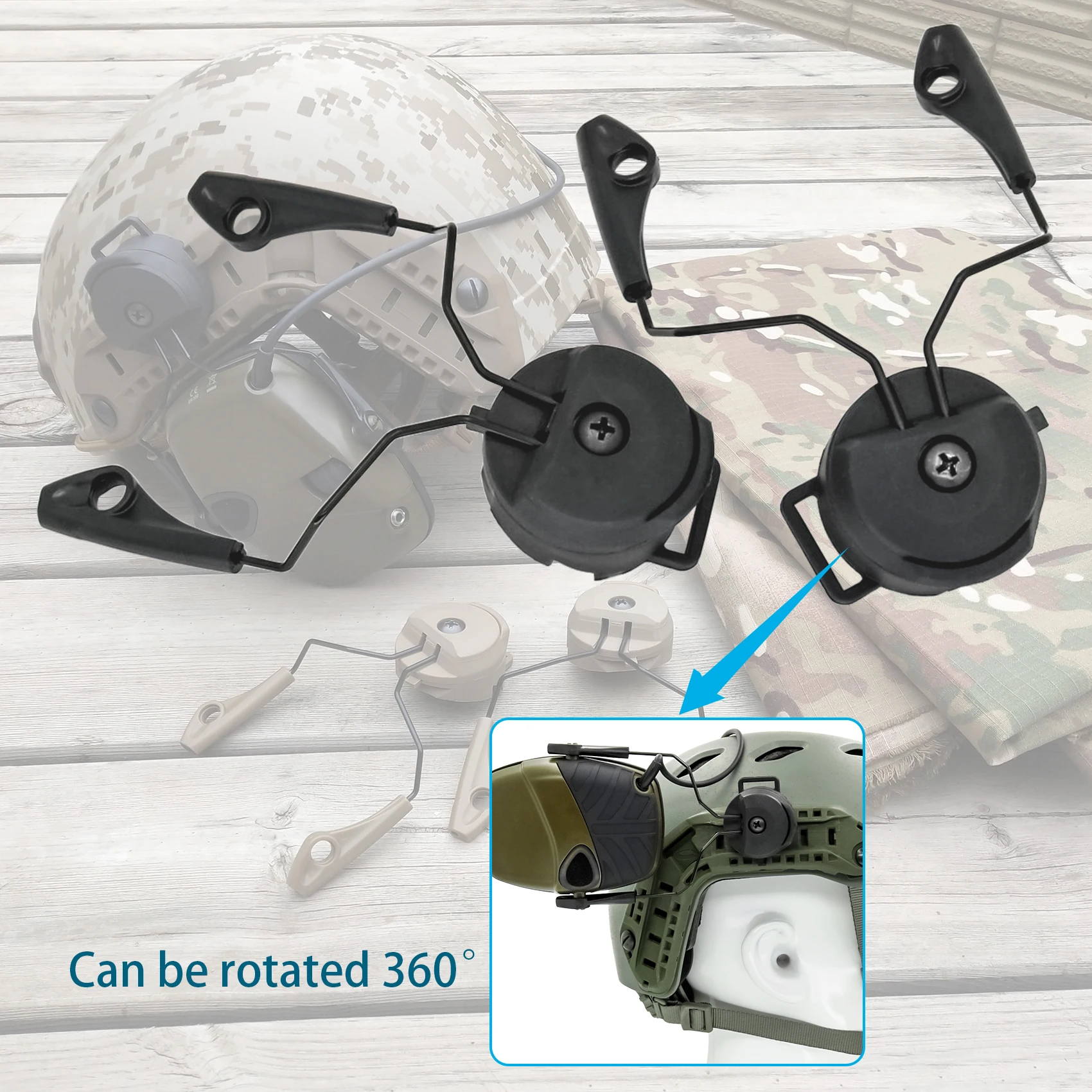 Howard Leight ARC Rail Adapter tactical helmet mount for Howard Leight by Honey Impact Sport Electronic Shooting Earmuff, Green