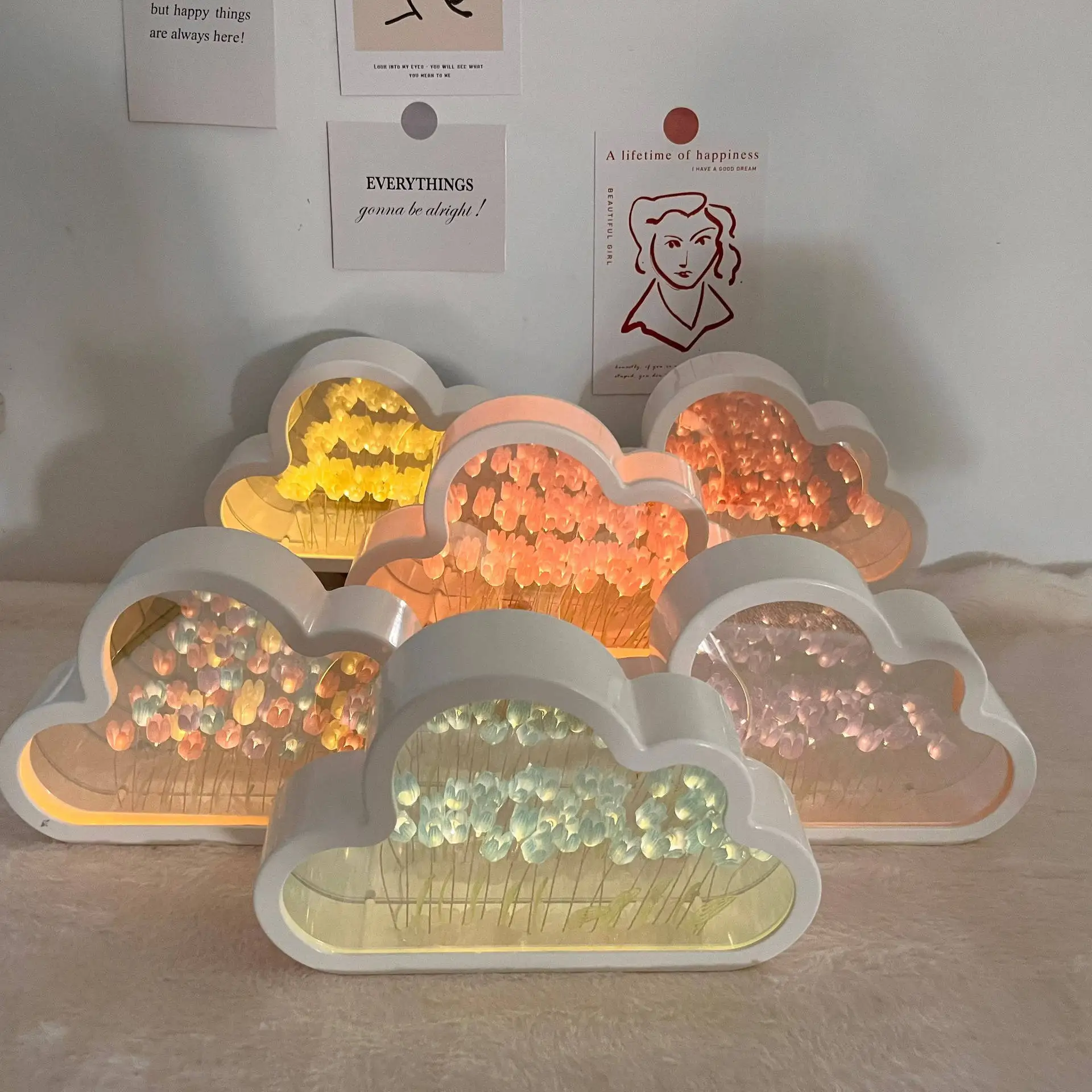 Лампы в виде тюльпана с облаками зеркальные настольные лампы для украшения