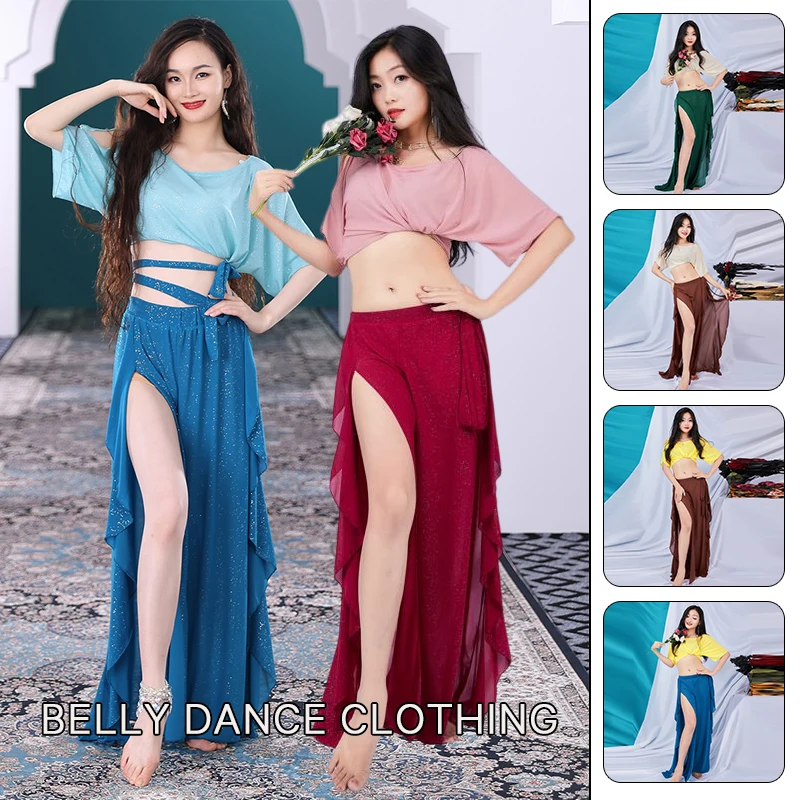 

Belly Dance Costume Female Adult Sexy Tulle Top Performance Clothes Suit New Profession Practice Pants Clothing Summer