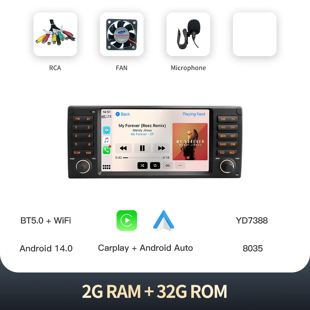 

Автомобильный радиоприемник Kingchange 8 дюймов для BMW E39 5 1995–2003 E53 X5 M5 Android 14 Мультимедийный CarPlay Auto NAVI 360 4G GPS WIFI BT DSP RDS