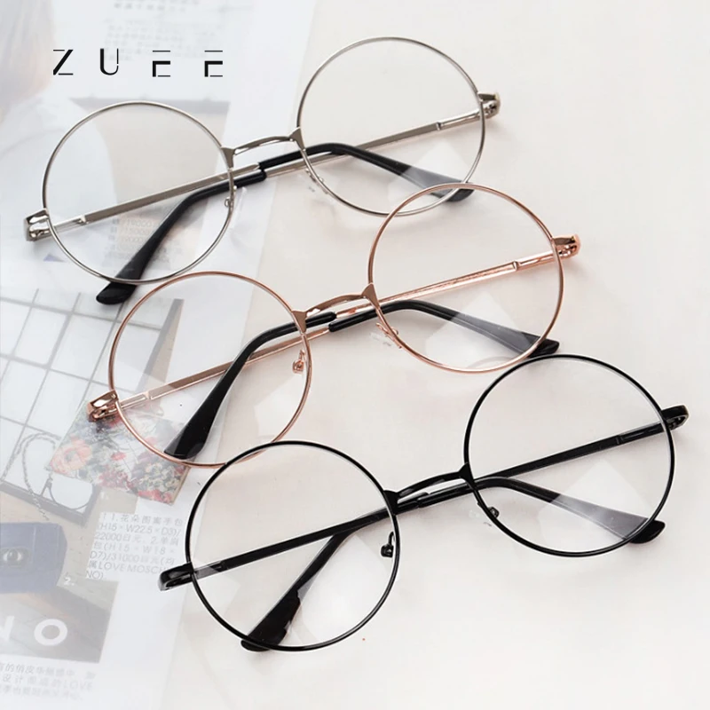 

ZUEE Модные металлические винтажные круглые очки в стиле унисекс, очки большого размера, оправа для оптических очков, оправа для очков, очки д...