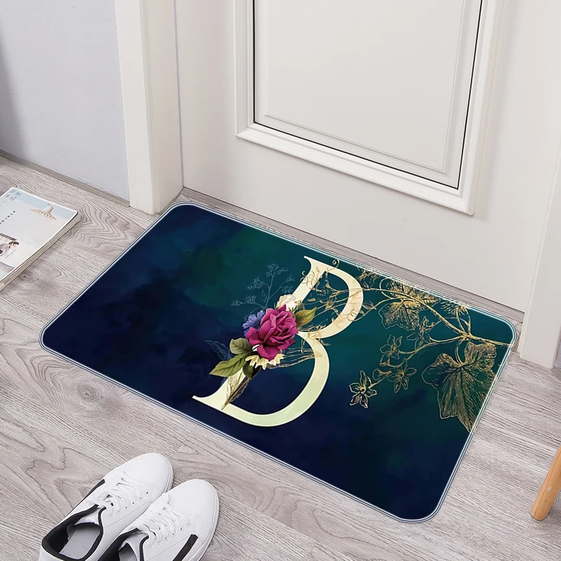 

Нескользящий ковер с цветочными буквами, декоративный ковер для дома, моющийся ковер для входа в ванную комнату, напольный ковер, коврик для спальни, Настенный Коврик