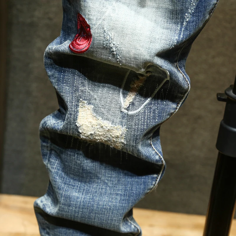 Men's Jeans Retro Slim Fit Denim Pants Bicycle Stretch High Quality Men's Straight Tube Casual Designer Brand Street Apparel