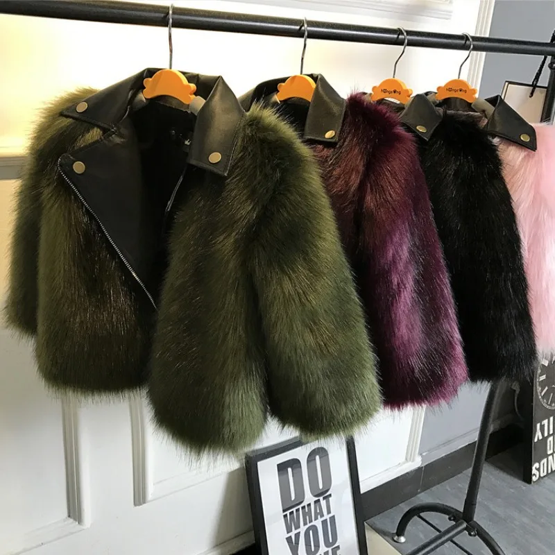 

HoneyCherry Fall and Winter Children's Imitation Fox Fur Coat Warm Thickened Coat Baby Fur Cotton Coat