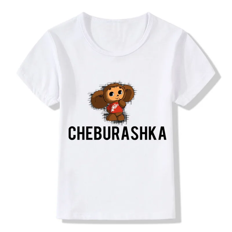 Russian Cartoon Cheburashka Design Children's Funny T-Shirts Baby Boys/Girls Chebu Russia Tops Tees Kids Summer Clothes