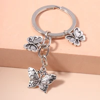 1pc cute alloy butterfly keyring for women butterfly keychain animal bag car key holder for ladies jewelry