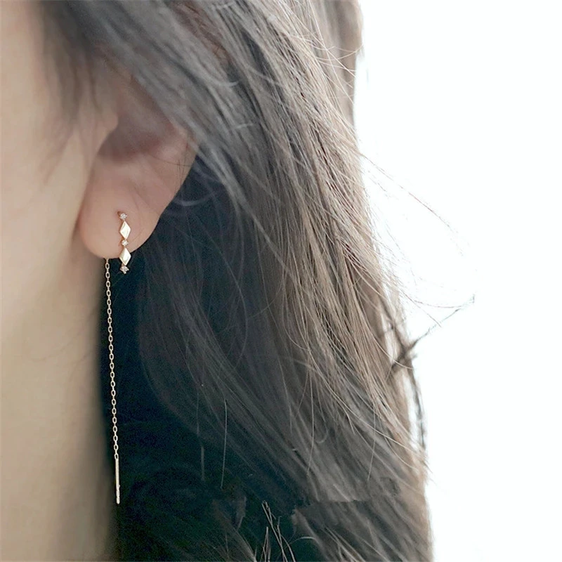 

Серьги-подвески женские из серебра 925 пробы с длинной цепочкой
