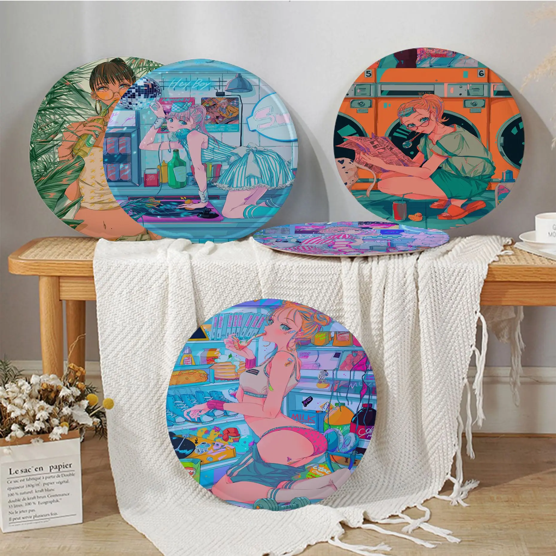 Коврик для дивана в стиле каваи аниме девушек европейском подушки обеденного