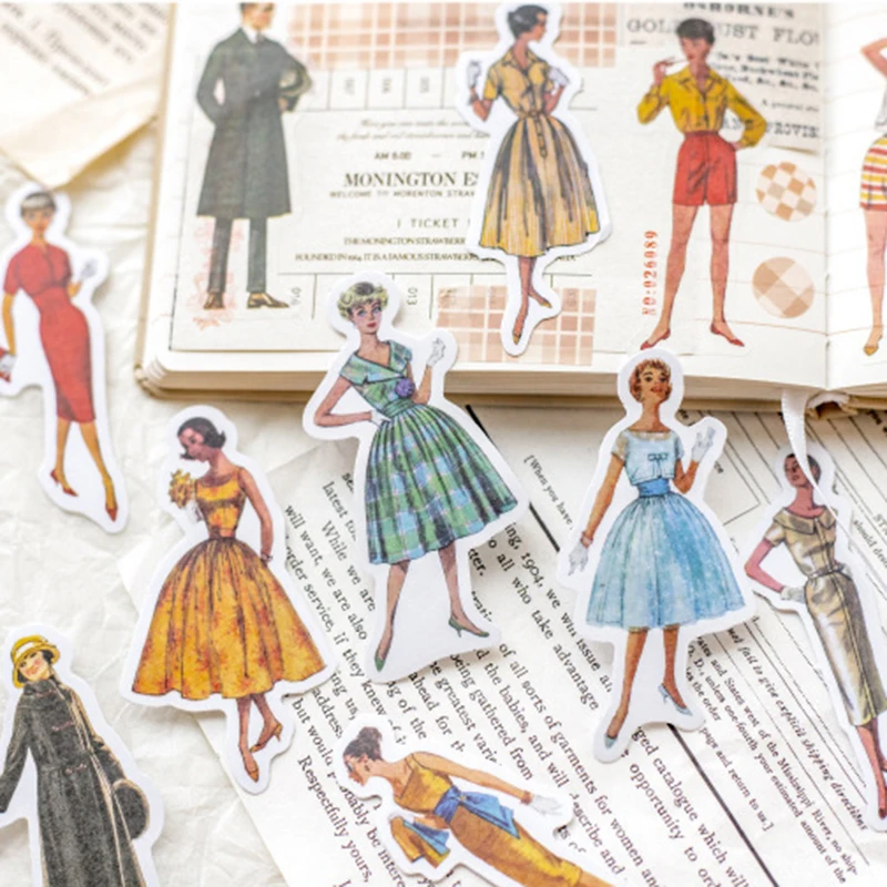 

Стикеры в стиле ретро для женщин и мужчин, милые модные заметки, дневник, планировщик, нежелательный журнал, декоративные наклейки для скрап...