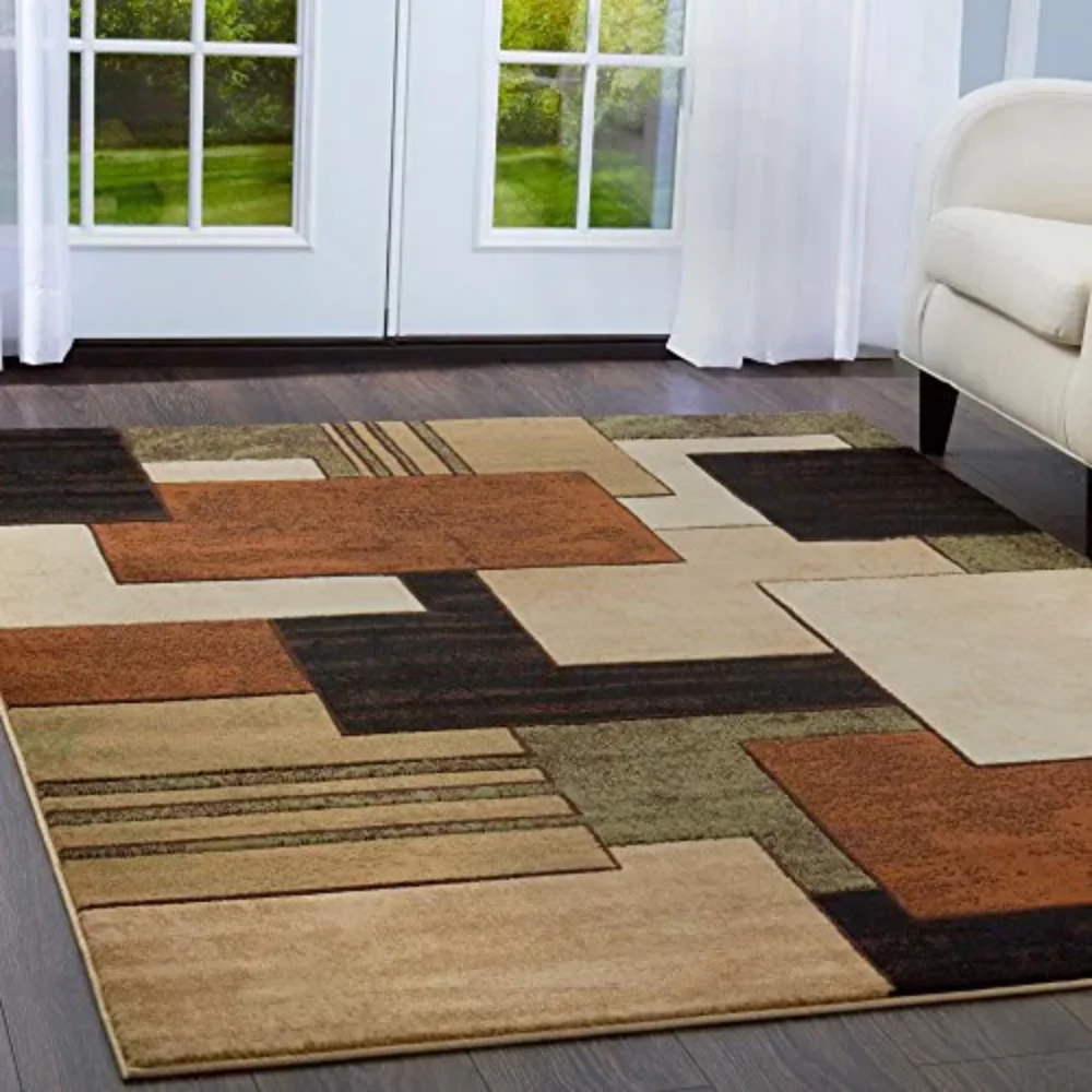 

Home Carpet Tribeca Mason Contemporary Geometric Area Rug, Brown/Green, 5'2"x7'2"
