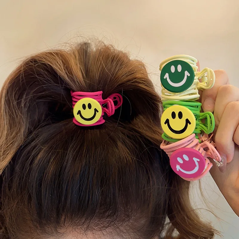 

High Ponytail Hairgrips Girl Metal Hair Claw Cute Smiling Face Women Headwear Back Head Hair Clip Fashion Accessories