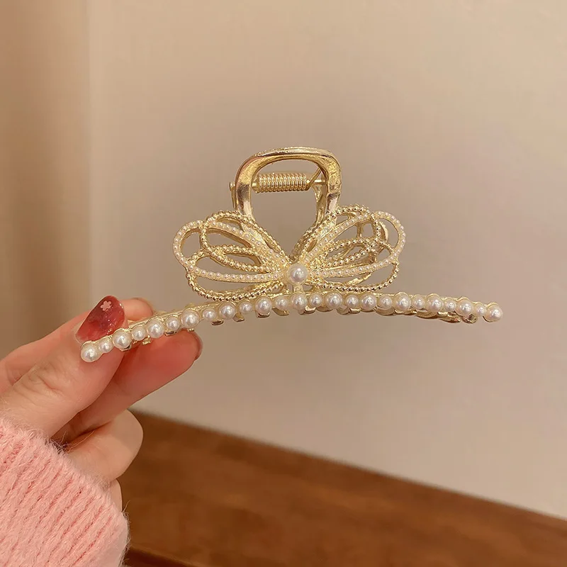 

Rhinestone Metal Hair Claw Crab Clip For Women Girls Shining Barrette Hairpin Crystal Pearl Hair Accessories Jewelry Gift