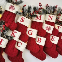 christmas decorations wool socks name alphabet exclusive embroidery knitted christmas stocking gift bags candy gifts bag storage