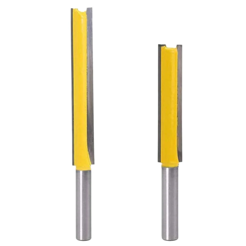 

2Pcs 1/4 Inch Shank Double Flute Straight Router Bits Tungsten Carbide Trimming Cutter Woodworking Groove Chisel Bits