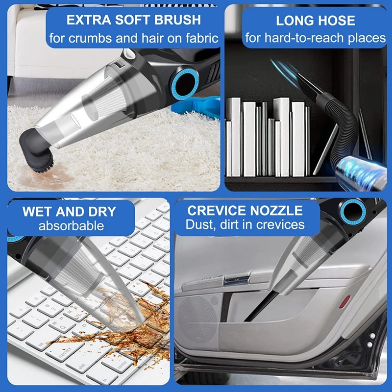 Беспроводной ручной пылесос 8000 ПА мощный автомобильный перезаряжаемый