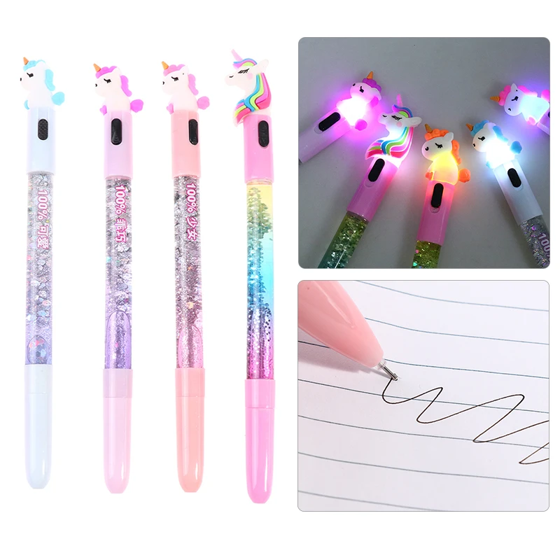

1PC 0.5mm Gel Pens Cartoon Luminous Pen Light Pen Cute Glowing Ballpoint Pen Girl Student Stationery