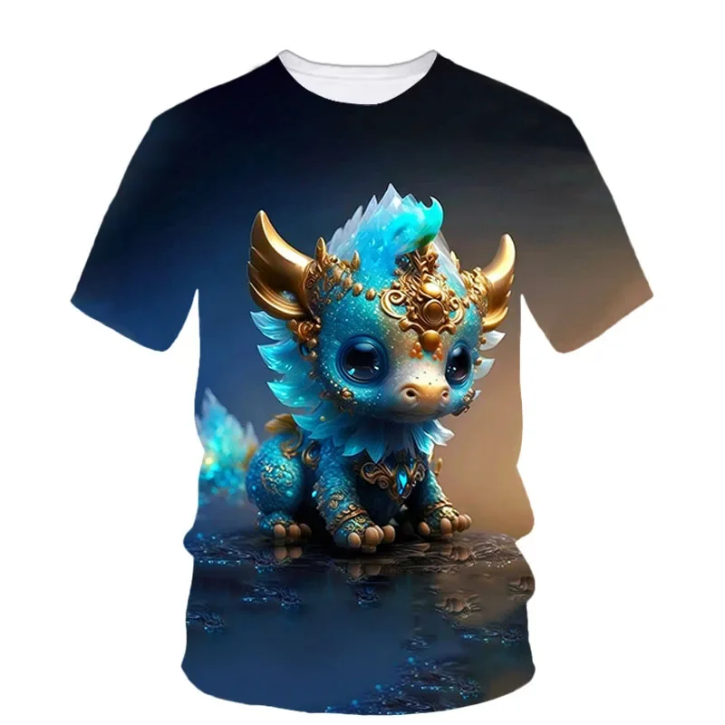 Детская футболка с коротким рукавом принтом китайского дракона