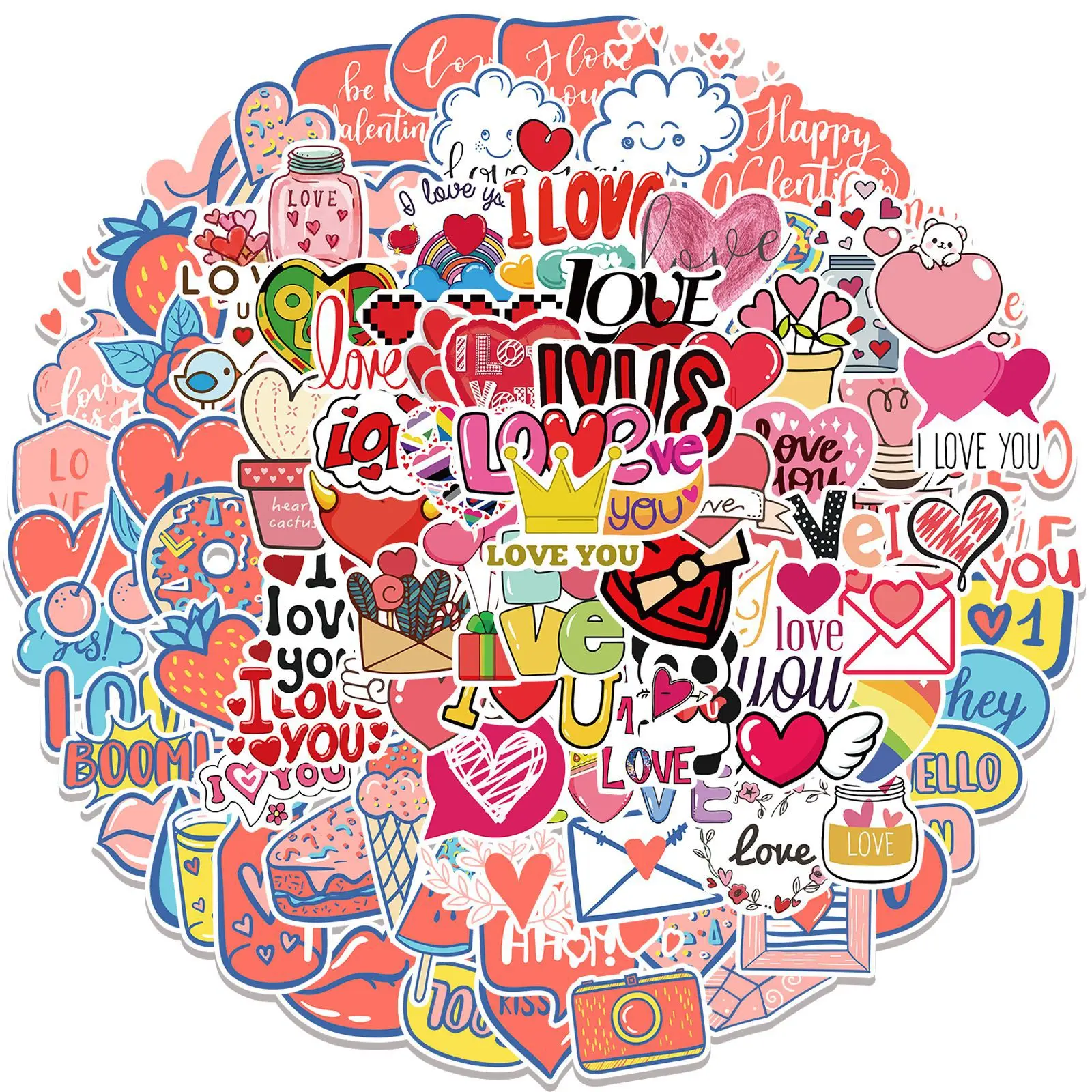 

100pcs Love on Valentine's Day Graffiti Cartoon Decals DIY Skateboard Scrapbook Phone Car Laptop Decoration Sticker