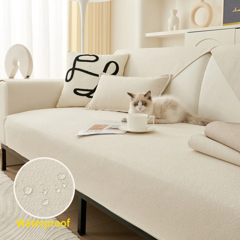 

Solid Color Technology Waterproof and Urine Proof Sofa Cushion Anti Slip Teddy Velvet Sofa Cover Anti-Cat Scratch Seat Cushion