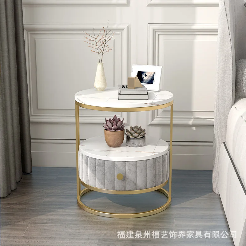 

Новинка 2022 года, ночнусветильник с фонариком, роскошный двухслойный прикроватный столик с каменной тарелкой для гостиницы в стиле Ins, Кругл...