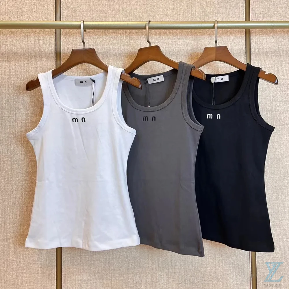 

2023 Summer Tight Embroidered Letter Round Neck Women's Tank Top