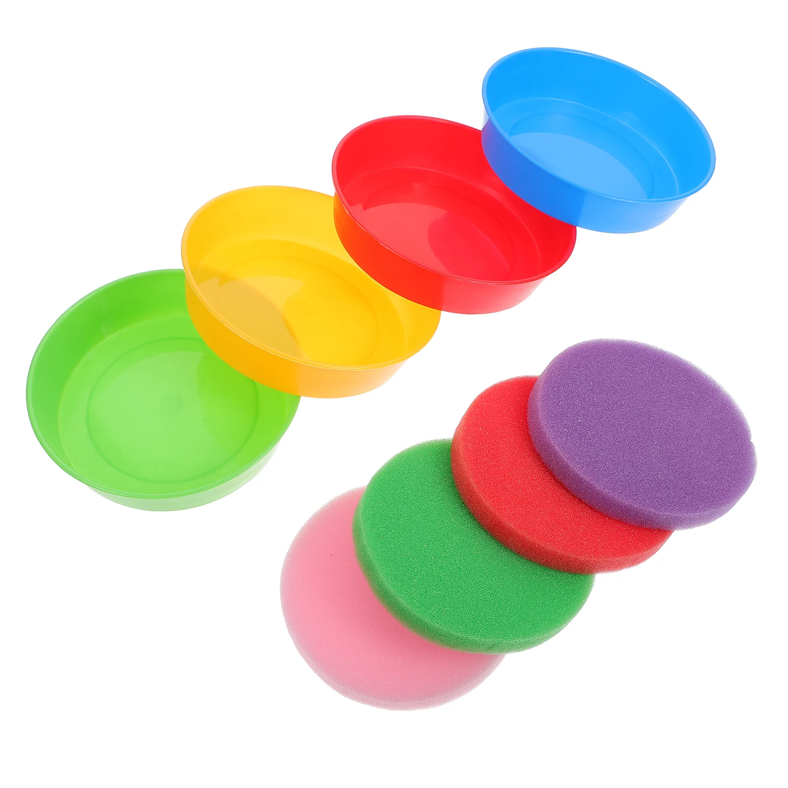 

4 Sets Palette Sponge Tray DIY Mixing Bowl Class Supplies Wooden Pigment Painting Brush Child Plastic Acrylic paintings