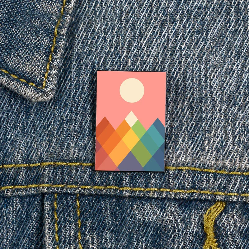 

Fashion Rainbow Peak Printed Pin Custom Funny vintage Brooches Shirt Lapel teacher Bag Cute Badge Cartoon pins for Lover Girl